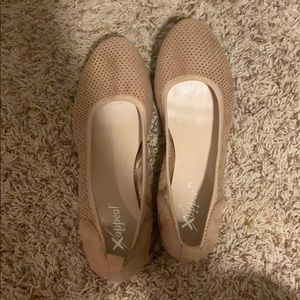Dark tan slip on shoes